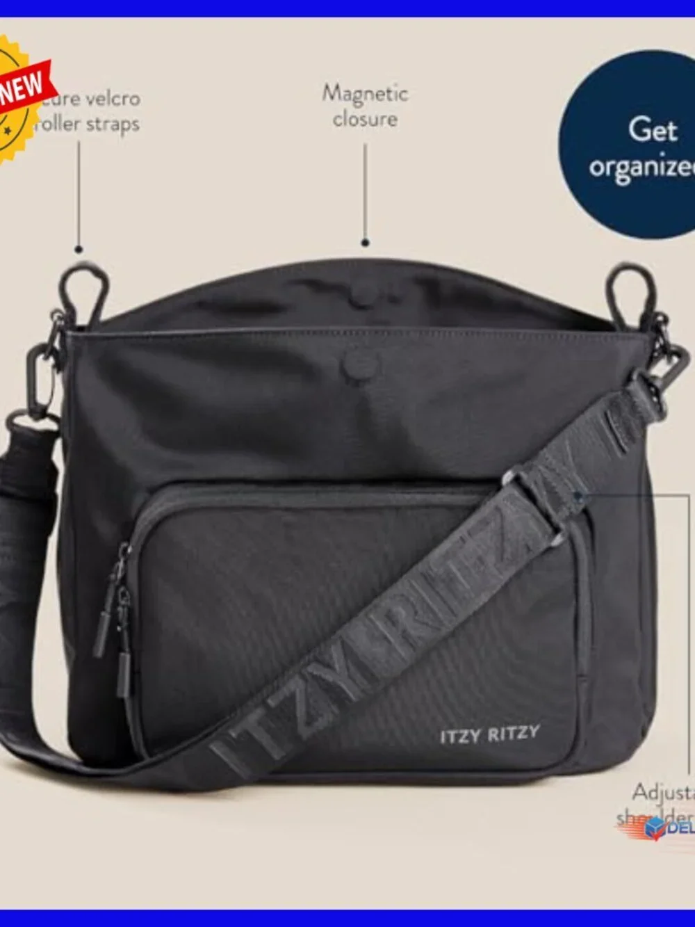 Convertible Stroller Organizer Crossbody Bag with Bottle Holders & Smart Pockets